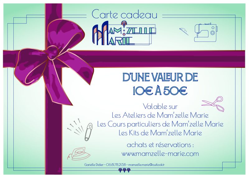 Carte cadeau de Mam'zelle Marie