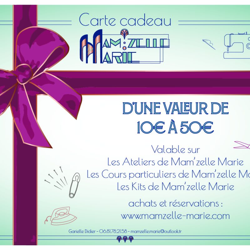 Carte cadeau de Mam'zelle Marie