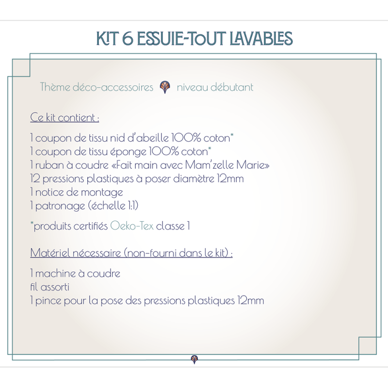 Kit 6 essuie tout lavables